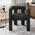 thumbnail image 2 of BELLEZE Modern Boucle Chairs Set of 2, Linen Dining Chairs with Barrel Sidearms and Back, Minimalist Upholstered Kitchen Armchairs for Dining Room - Lisbon (Black), 2 of 7
