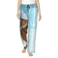 thumbnail image 2 of Goofa Funny Cat Taking a Bath Printed Soft Pajama Pants for Women, Wide Leg Comfy Casual Lounge Yoga Pants-X-Large, 2 of 9