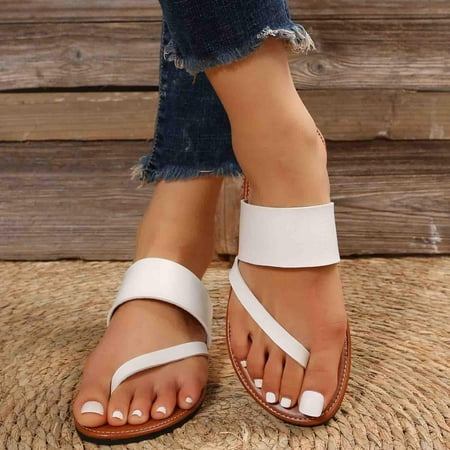 

amlbb Women s Sandal Slippers Fashionable Slippers Clip Toe Comfortable Shoes Flat Heel Casual Sandals Womens Shoes on Clearance