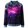 thumbnail image 4 of QASIEATN Blue Women's Crew Neck Sweatshirt Long Sleeve Tops Casual Loose Pullover Sweatshirts, 4 of 4