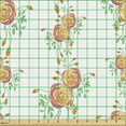 thumbnail image 2 of Floral Fabric by the Yard, Vertical Art of Flowers with Leaves Budding, Decorative Upholstery Fabric for Chairs & Home Accents, Orange Green by Ambesonne, 2 of 5