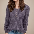 thumbnail image 2 of NINGMENG Womens Tops Solid Color Long Sleeve Tunic Crew Neck Sweaters Trendy Tops Pullover Tee Shirts Daily-Wear,Purple,M, 2 of 5