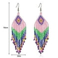thumbnail image 2 of Pendientes de borlas de cuentas largas - Cuentas de colores boho Pendientes de borlas de cuentas hechas a mano, 2 of 5