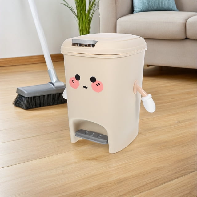CTIRCHIU 1Pcs Rectangular Pedal Trash Can Waste Separation Beige PP Foot Operated Lid For Office
