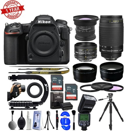 Nikon D500 DSLR Camera with - 15mm - Nikon 50mm f/1.8D - Nikon 70-300mm G - 128GB -AF Flash Bundle
