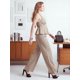 thumbnail image 4 of Conjunto para Mujer 2 Piezas Blusa Halter Escote Profundo y Pantalón Recto Rayado, 4 of 5