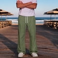 thumbnail image 6 of KLHDSF Men's Baggy Bootcut Sweatpants Wide Leg Flared Stretch Elastic Waist Drawstring Cotton Lounge Workout Casual Pants Green M, 6 of 8