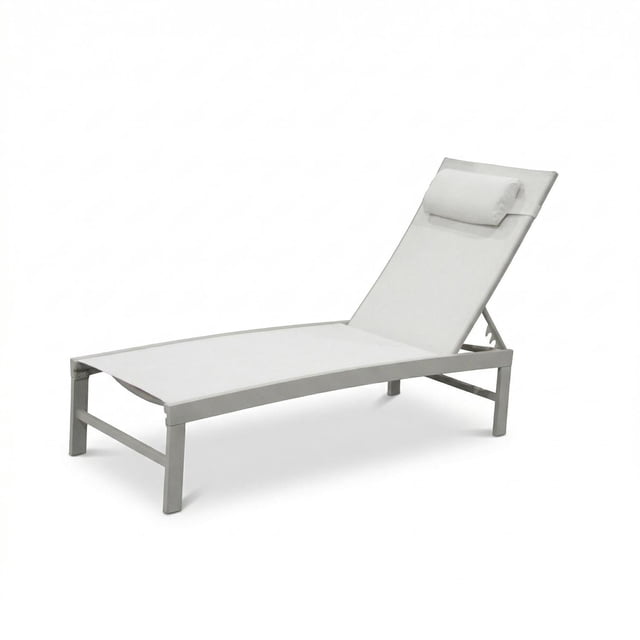 F. Corriveau International 5-Position Reclining Patio Lounge Chair – Aluminum Frame, Textilene Fabric, Greige