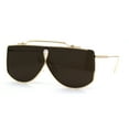 thumbnail image 3 of SA106 Retro Shield Oceanic Lens Oversize Flat Top Metal Sunglasses Gold Dark Brown, 3 of 4