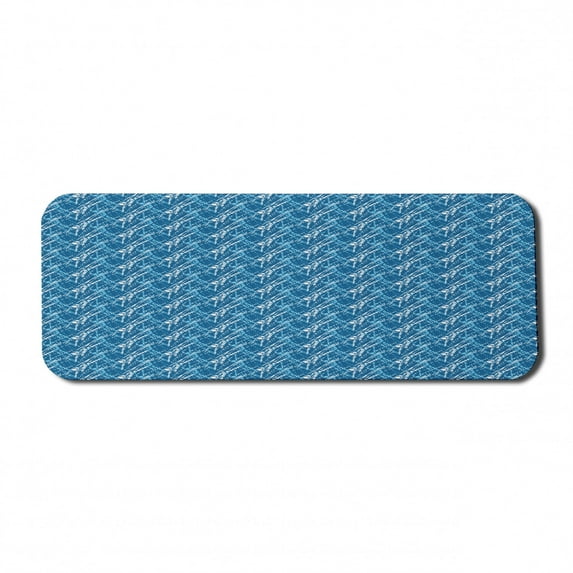 Abstract Computer Mouse Pad, Contemporary Blots or Polka Dots Forming Vertical Streaks, Rectangle Non-Slip Rubber Mousepad Large, 31" x 12" Gaming Size, Pale Azure Blue Sea Blue, by Ambesonne