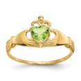thumbnail image 1 of Bague en Or Jaune 14K avec Pierre de Naissance d'Auguste CZ et Cœur de Claddagh, 1 of 2