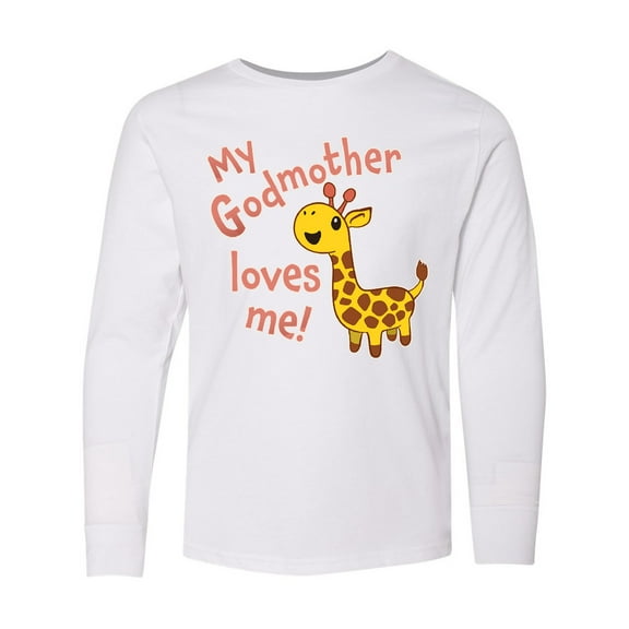 Inktastic My Godmother Loves me- cute giraffe Long Sleeve Youth T-Shirt