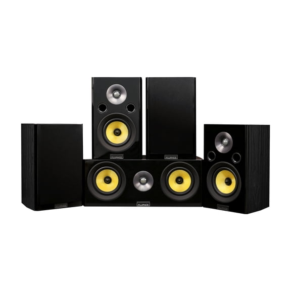 Fluance Signature HiFi Compact Surround Sound Home Theater 5.0 Channel Speaker System including 2-Way Bookshelf, Center Channel and Rear Surround Speakers - Black Ash (HF50BC)