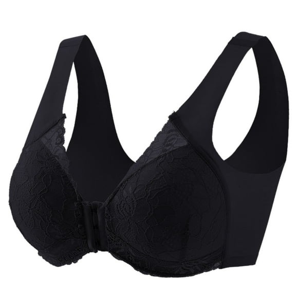 AWZXDE Soutien-Gorge en Dentelle Mode pour Femmes Rehausseur Confort Respirant pour Soutien du Dos Rassemblement Latéral et Effet Lift Noir