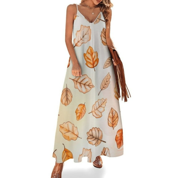 Autumn Harvest Maple Leaves Thanksgiving Sleeveless Dress for Women Clothing Female Women's Summer Skirt