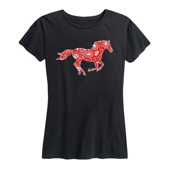 Country Casuals - Western Print Horse - Women's Short Sleeve Graphic T-Shirt
