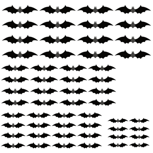 TopLLC Halloween Decor Fall Decor 56PC Halloween Bats Decoration For Home Decor DIY Wall Decal Bathroom Indoor Hallowmas Party Supplies ,4 Different Sizes Realistic PVC Scary Black Sticker