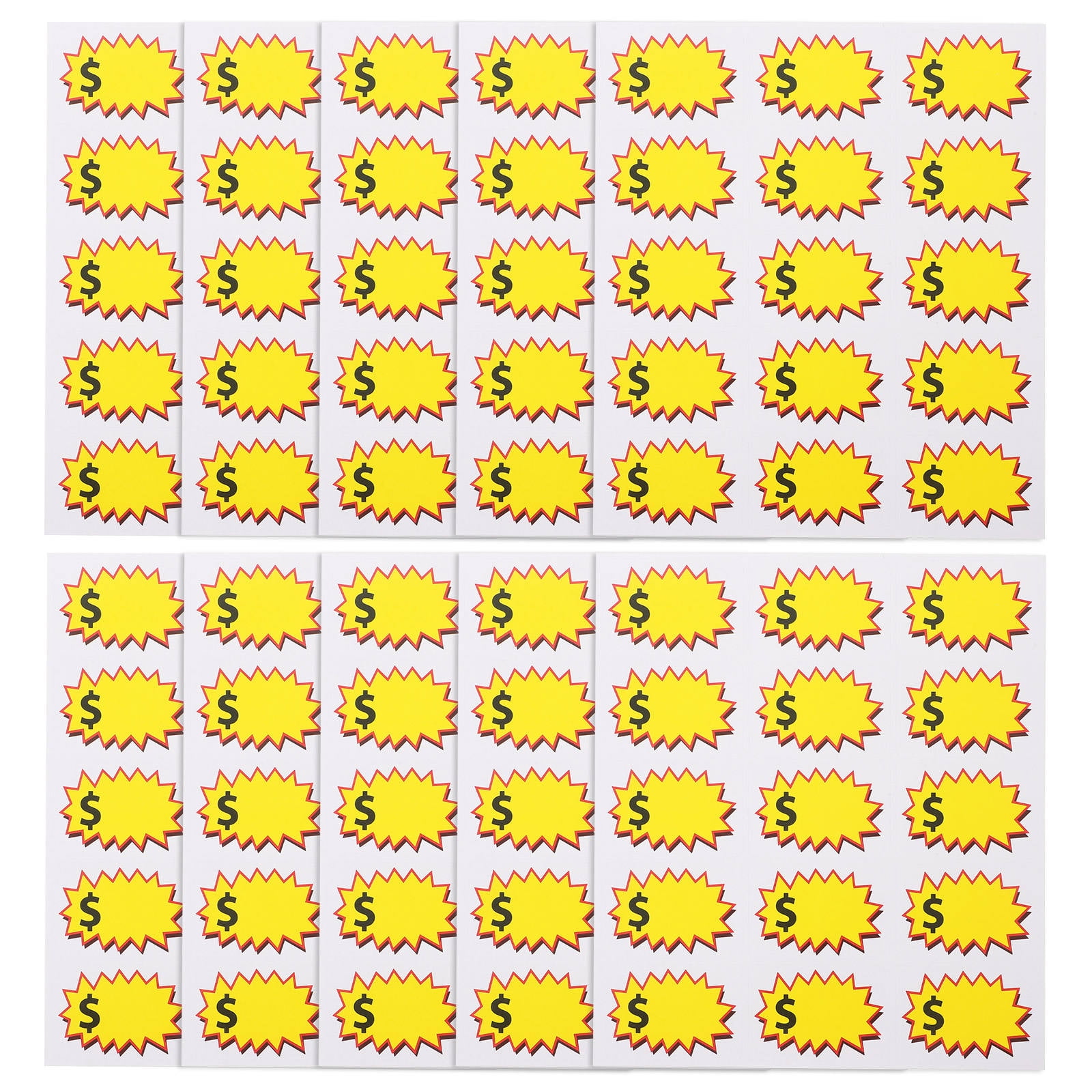 OUNONA Yard Sale Price Stickers Yellow Attractive Design Versatile Application 10Sheets
