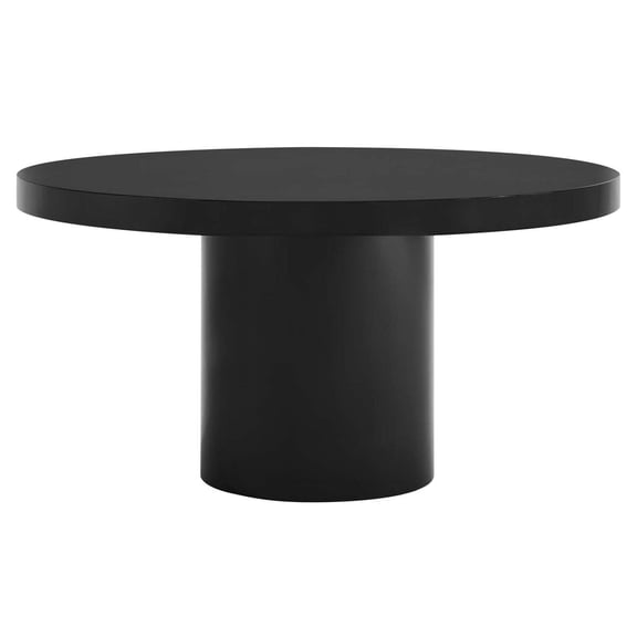 Maklaine Contemporary 59" Round MDF Wood Dining Table in Black Finish