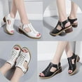 thumbnail image 5 of Funfany Womens Orthotic Sandals, Funfany Peep Toe Cutout Zipper Chunky Heeled Sandals, 5 of 7