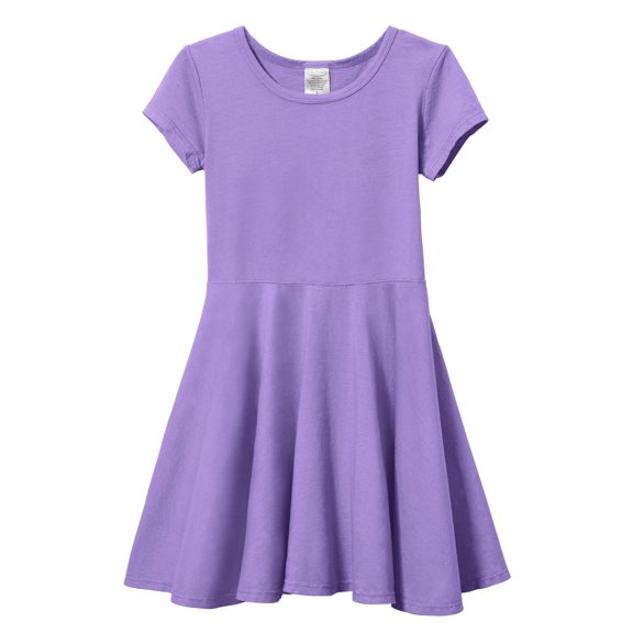 Made in USA Girls Soft Cotton Jersey Short Sleeve Twirly Dress | Deep Purple
