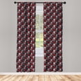 thumbnail image 3 of Ambesonne Floral Curtains, Modern Flowers Ornament Art, Pair of 28"x95", Dark Maroon and Violet Blue, 3 of 5