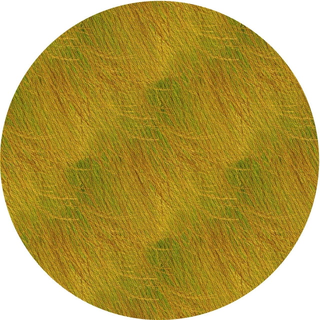 Ahgly Company Tapis Rond Lavable en Machine Intérieur Transitionnel Jaune, 5 Pieds Rond