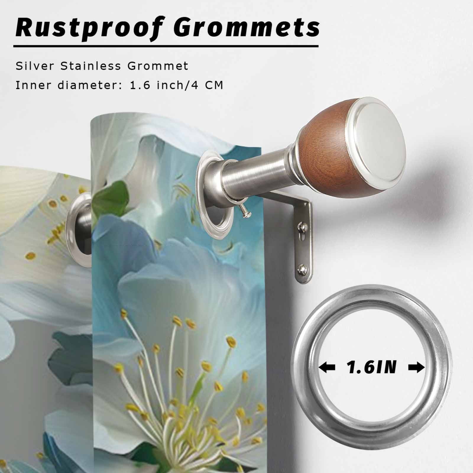 White Floral Outdoor Curtains for Patio, Modern Minimalist White Blue Cherry Blossom Sunshade Privacy Drapes Grommet Waterproof Outside Curtains for Porch/Cabana/Balcony 54"x 108", 1 Panel