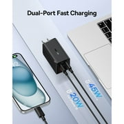 Baseus USB Charger, 65W Wall Charger with USB C Cable, Fast Charging 4-Port, Black