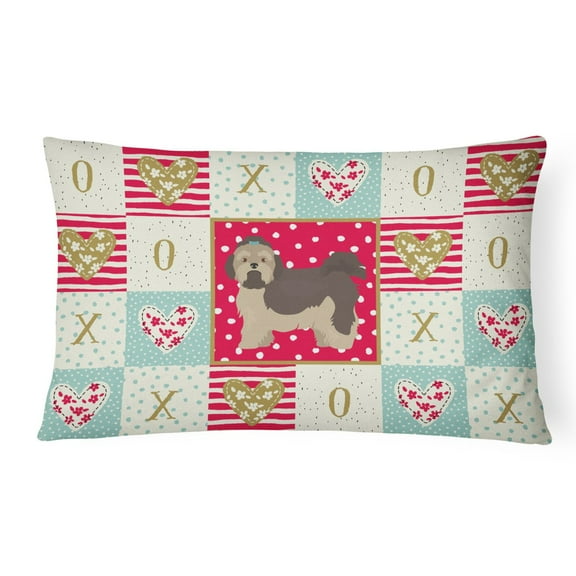 Carolines Treasures CK5888PW1216 Russian Lapdog Love Canvas Fabric Decorative Pillow, Red, 12H x16W, multicolor