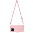 thumbnail image 5 of SaniMore Case for iPhone 14 Pro Max, PU Leather 3D Lattice Stylish for Girls Crossbody Lanyard Flip Kickstand Card Slots Cash Pocket Magnetic Clasp Full Protective Shockproof Wallet Shell, Pink, 5 of 7