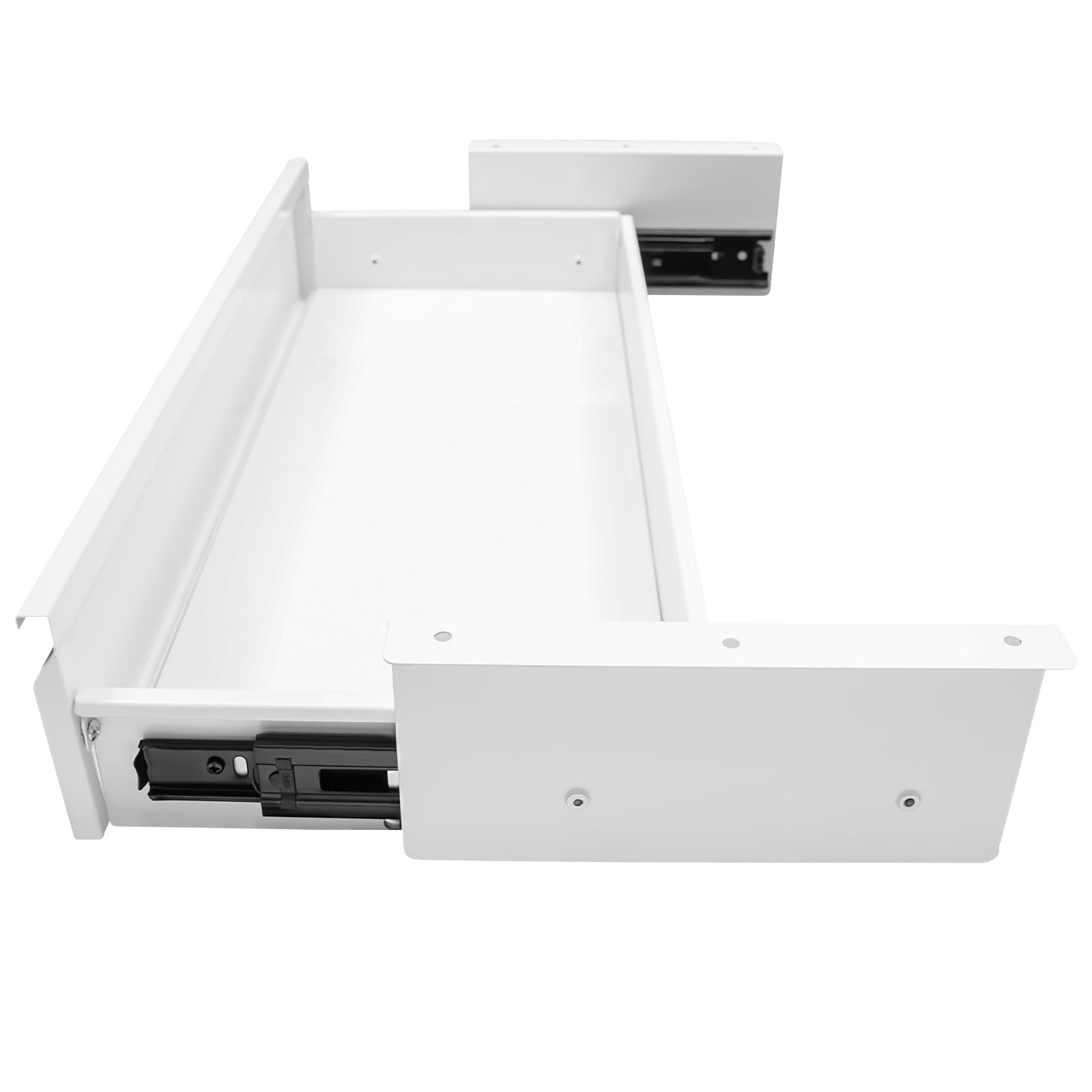 Under Desk Mounted Sliding Pull-out Drawer without Shell for Office Desk, Pull-out Drawer Storage Organizer for Sit Stand Workstation Store Keyboard, Mouse, White