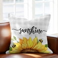 thumbnail image 2 of Throw Pillow Covers, Sunflowers Bees Decorative Throw Pillow Covers 18x18 Inch, Grey Check Sunshine Watercolor Floral Square Linen Pillow Cases for Couch/Living Room/Sofa, 2 of 9