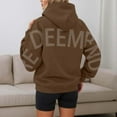 thumbnail image 4 of Oversize Hoodie for Women Fall Winter Letter Print Pullover Tops Long Sleeve Sweatshirt with Pockets Brown 2XL, 4 of 6