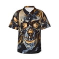 thumbnail image 1 of Balery Fiery Skull Trio Camisas hawaianas de manga corta para hombre, camisas playeras de corte holgado, camisas de vacaciones con botones,X-Large, 1 of 7