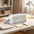thumbnail image 2 of ZhangC Cream Polka Dot Pencil Case, Large Capacity Soft Quilted Storage Pouch, Multi-purpose Stationery Makeup Bag for Office, Home and Travel (2.7x8.2x4.3 Inch), 2 of 6