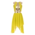 thumbnail image 5 of Miutii Women Contrast Colour Asymmetrical Hem Lyrical Dance Costume Liturgical Praise Dance Dress Yellow XXL, 5 of 8