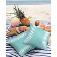 thumbnail image 4 of Outdoor Throw Pillow Cover Minimalist Line Art Waterproof Cushion Covers 2 Pack White Stripe on Light Teal Blue Pillow Cases Home Decoration for Patio Garden Couch Sofa, 4 of 7