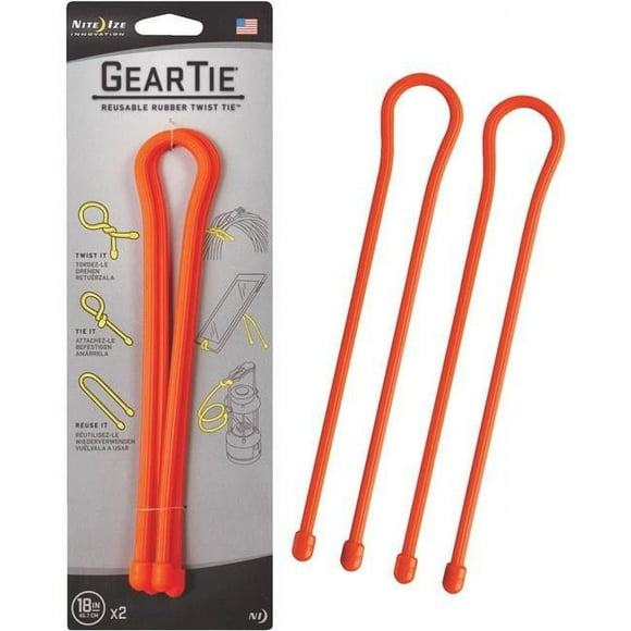 Nite Ize 138533 18 in. Reusable Rubber Twist Gear Tie&#44; Orange - Pack of 6
