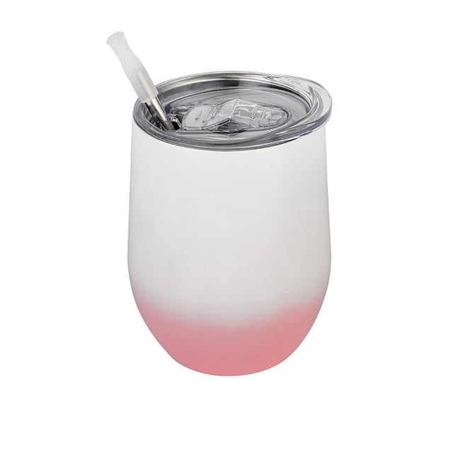 Taza térmica Bewildely para oficina en casa 350ml Blanco/Rosa