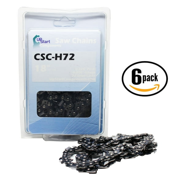 6-Pack 18" Semi Chisel Saw Chain for Husqvarna 445 Chainsaws - (18 inch, 0.325" Pitch, 0.050" Gauge, 72 Drive Links, CSC-H72)