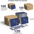 thumbnail image 7 of 100 Pack Thank You Cards With Envelopes Bulk Set & Stickers - 4x6 inch Blank Thank You Notes Bulk Box Set - Large Note Card Small Business, Wedding, Baby Shower & Bridal Shower - Navy Blue, 7 of 7