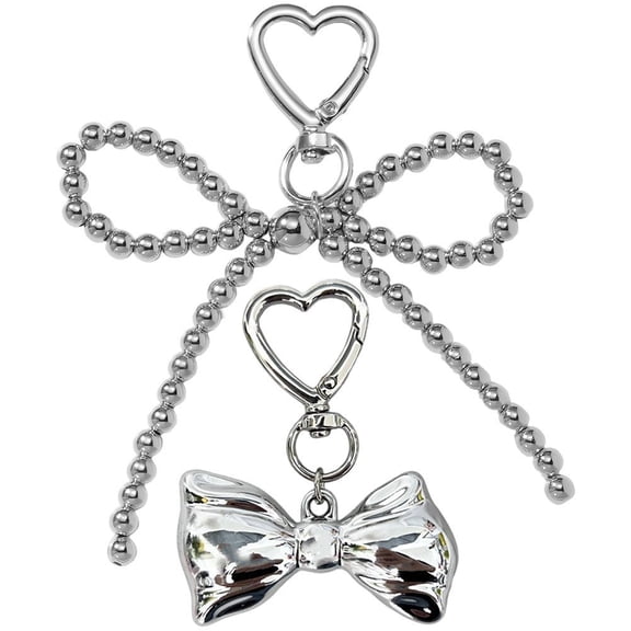 Cute Beaded Pearl Bowknot Keychain For Women Plastic Bow Pendant Keyring Bag Decoration Jewelry Accessories