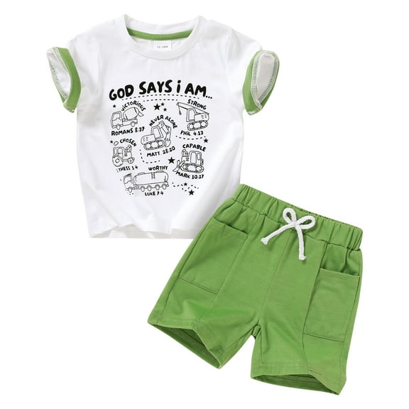 Younger Tree Toddler Baby Boy Summer Shorts Outfits Short Sleeve T-Shirt Shorts Clothes Set for 5-6T