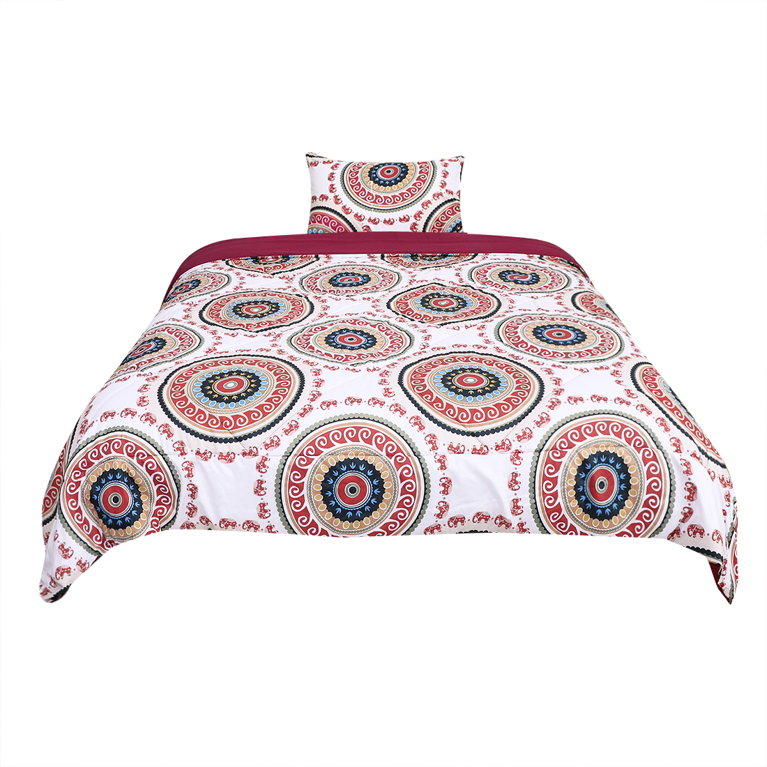 Ultra Soft Bohemian Boho Mandala Bedding Comforter Set Red Twin