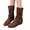 Brown, variant on Vintage Suede Fall Boots for Women Flat Low Heel Mid Calf Fold Over Booties Crossstrap Slip On Casual Wide Calf Riding Boots Brown Size 4.5