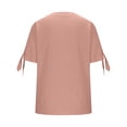thumbnail image 4 of Cmfcve Woman Gauze Top Women's Cotton Linen Short Sleeve Tie Button Henley Blouse V-Neck Loose Lightweight Summer Casual Tee Shirt, 4 of 5
