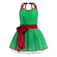 thumbnail image 3 of Doomiva Kids Girls Sparkly Sequins Bow Sleeveless Leotard Tutu Dress Christmas Dancewear Green 6, 3 of 7