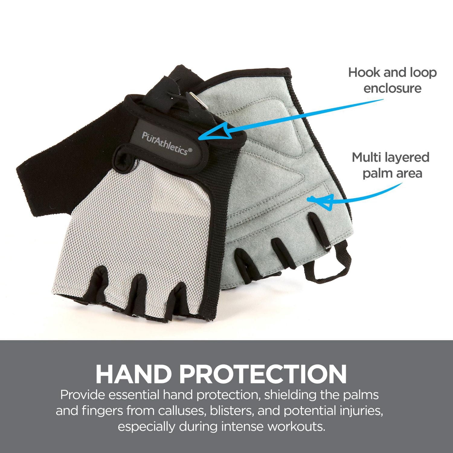 Gants de fitness PurAthletics taille S/M - Gris