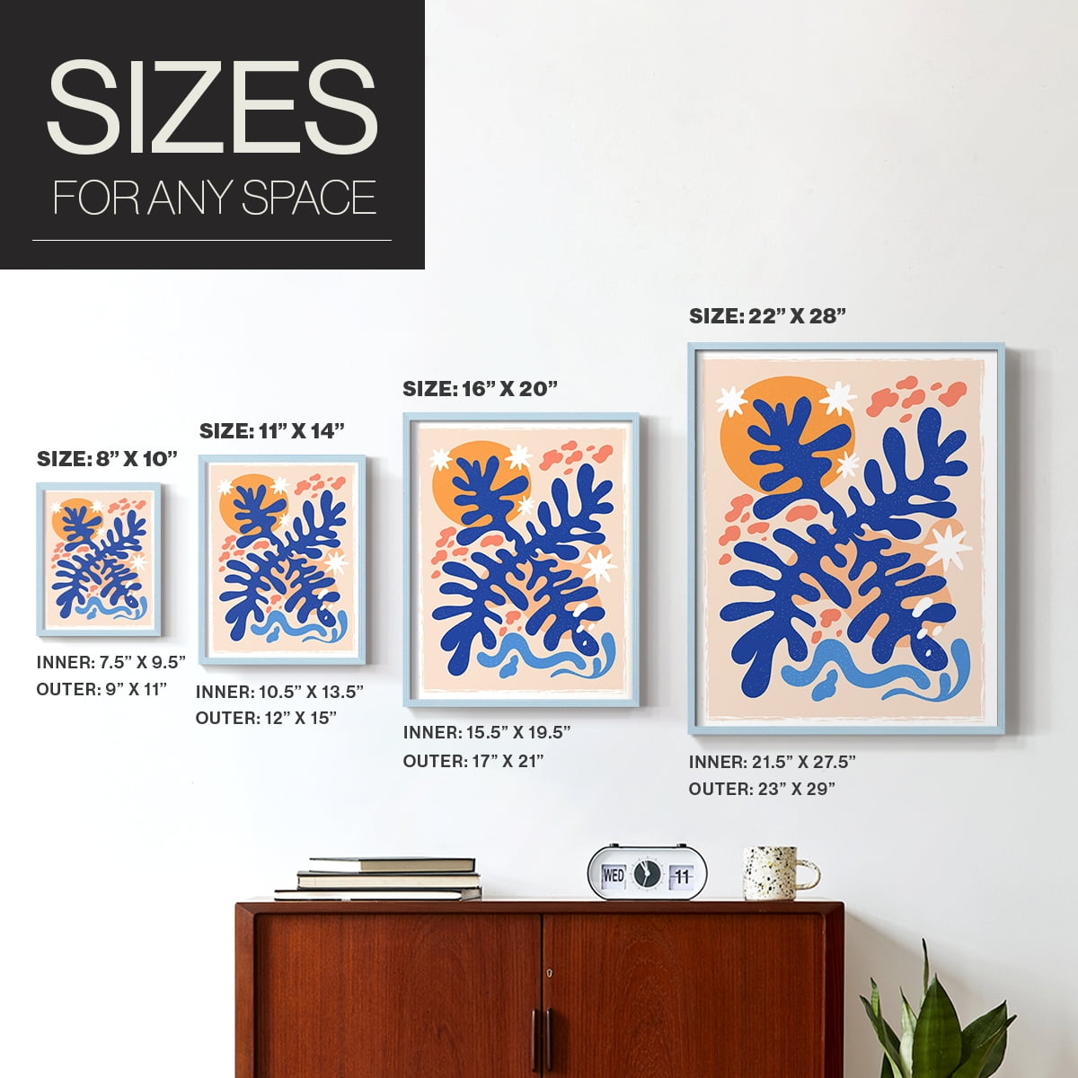 Matisse CCCLXVI in Blue Solid Wood 11 x 14 Framed Print